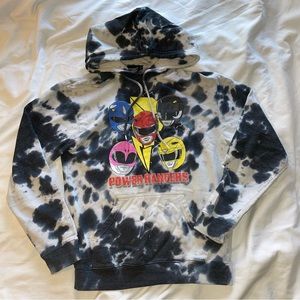 Black and white tie dye power rangers hoodie